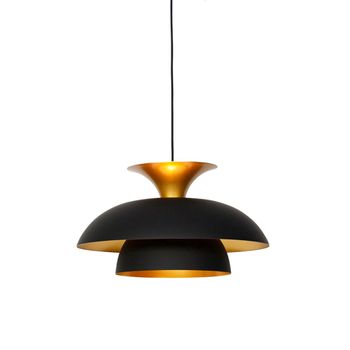 Lámpara colgante moderna redonda negra/oro 3-capas