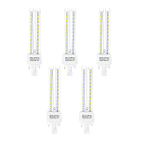 aigostar - pack de 5 bombilla plc 2u tubo de 12 w maiz g24 2 pines luz fria 6400k 1200lm no regulable