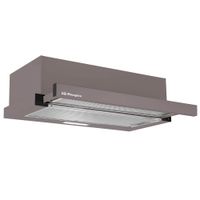 orbegozo tl 07160 ma campana extractora telescopica 60 cm marron r clase energetica b motor 65w extraccion 3321 mh 2 niveles de potencia luz led 2w y 2 filtros de aluminio desmontables