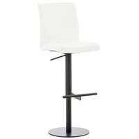 taburete de bar x1 altura regulable y giratorio 360 plataforma de metal negro asiento de pvc blanco 100004568