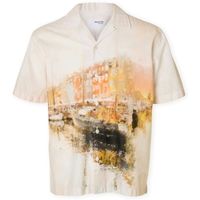 selected camisa manga larga relaxcarl shirt - apricot para hombre