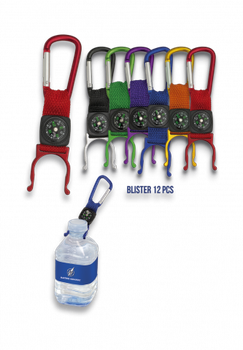 Llavero Martinez Albainox Porta botellas Mosquetón y Brújula con 12.5 cm con Colores Surtidos en blister 12 piezas