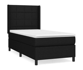 Cama box spring con colchón tela negro 90x200 cm bloques con cuadros
