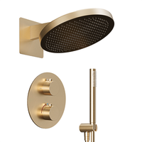set de ducha empotrado oro dorado - rociador de ducha 30 cm - con grifo termostatico - con ducha de mano tipo barra - ayla