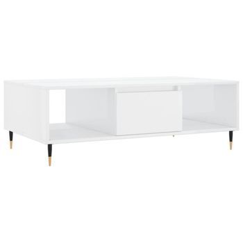 Mesa De Centro Madera De Ingeniería Blanco Brillo 104x60x35 Cm Vidaxl
