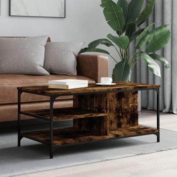 Mesa De Centro，mesa Auxiliar，mesa De Café Madera Contrachapada Roble Ahumado 100x50x45 Cm Cfw773814