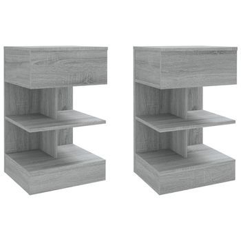 Mesitas De Noche 2 Uds Madera Gris Sonoma 40x35x65 Cm Vidaxl