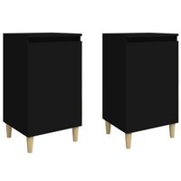 juego de 2 mesitas de noche - mesillas madera contrachapada negro 40x35x70 cm mc6108