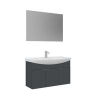 conjunto de mueble con lavabo y espejo 2 piezas  - 100 x 50 x 58 cm - antracita mate