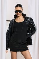 vestido mini con escote en u y estampado hotfix de incrustaciones negro