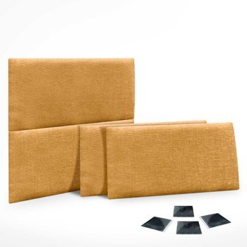 Dhome Juego De 4 Paneles Tapizados De Lana Ecológica Pack Autoadhesivos Para Pared Acústicos Absorbentes Protección (mostaza, 60x50cm, X4)