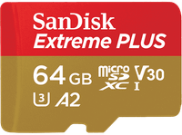 tarjeta micro sdxc - sandisk extreme plus 64 gb lectura hasta 200 mbs uhs-i u3 c10 a2 v30 multicolor