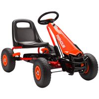aiyaplay kart a pedales go-kart para ninos asiento ajustable neumaticos eva embrague manual y freno 110 x 61 x 62 cm rojo   aosom espana