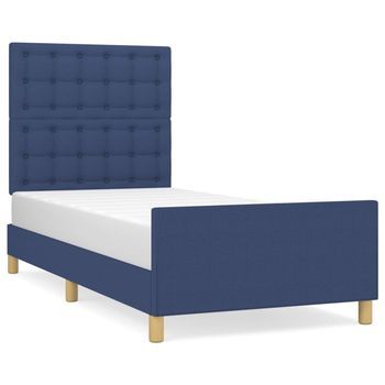 Estructura De Cama Con Cabecero De Tela Azul 80x200 Cm Vidaxl