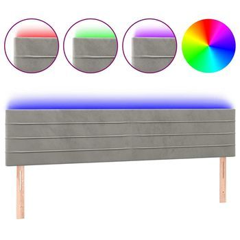 Cabecero Con Led De Terciopelo Gris Claro 180x5x78/88 Cm Vidaxl