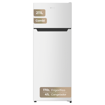 Frigorífico 2 Puertas EVVO F40, 170 l + 41 l, 142,8 cm, Clase E, Blanco