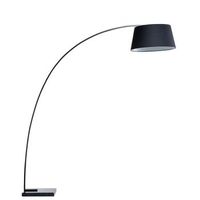 lampara de pie de metal negro pantalla tambor poli algodon base marmol 188 cm forma curva moderno benue