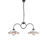 lampara de arana anemone en hierro lacado en negro y dec oxido con difusores ceramicos d 30 blanco y marron 2 luces l 81 x 30