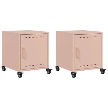 Juego De 2 Mesitas De Noche - Mesillas Acero Rosa 36x39x43,5 Cm Mc5609