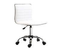 homcom silla de oficina sin brazos silla de escritorio giratoria tapizada en pu con altura ajustable para estudio dormitorio tocador carga 120 kg blanco