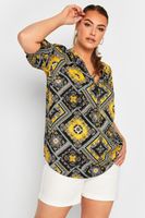 yours blusa patchwork negra y amarilla mujer curvy y tallas grandes yours