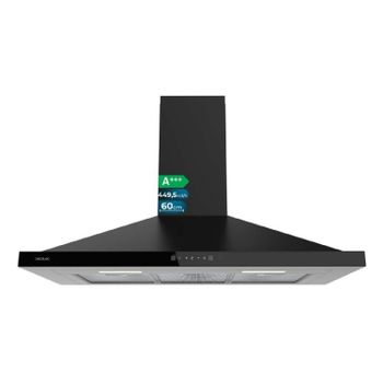 Cecotec Campana Extractora Piramidal 90 cm Bolero Flux PT 904400 Black A+++. Cristal Frontal en Negro, Succión 449,5 m³/h