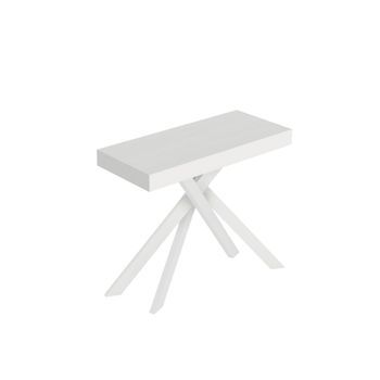 Consola Extensible 90x40/300 Cm Saki Premium Blanco Fresno Patas Blancas