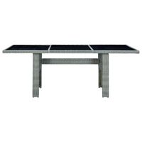 mesa de jardin  mesa de exterior de ratan sintetico y vidrio templado gris claro