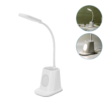 Aigostar lámpara escritorio LED, Flexo LED Escritorio con luz nocturna de 3 niveles de brillo ajustable, Lampara con 100cm cable y portalápices, flexible ajustable, control táctil, 5000K