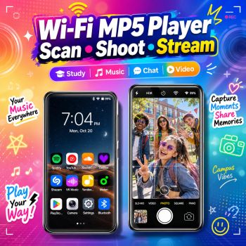 Reproductor MP4 MP5 Famue para Estudiantes con WiFi, Bluetooth, Video, Libro Electrónico, Cámara, Reproductor Multimedia Portátil PMP, Reproductor de Música con Pantalla Táctil
