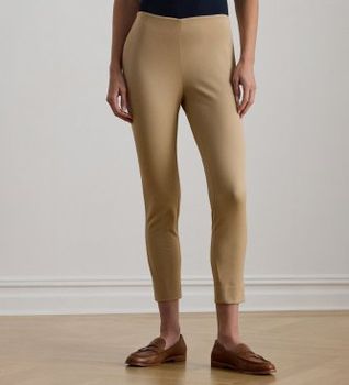 Lauren Ralph Lauren para mujer. 200631310018 Pantalón de sarga de algodón y elástico beige (44), Casual