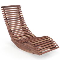 costway tumbona mecedora de madera acacia de jardin exterior con asiento de listones ensanchados respaldo alto carga 160kg 157 x 60 x 76 cm natural