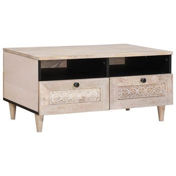 Mesa De Centro Blanco Blanqueado 80 X 54 X 40 Cm Vidaxl