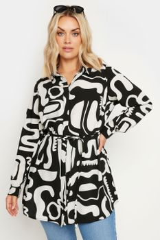 Limited Collection Camisa Larga Blanca Y Negra Estampada, Mujer Curvy Y Tallas Grandes, Yours