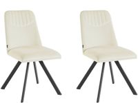 juego de 2 sillas de comedor tapizadas en terciopelo blanco crema