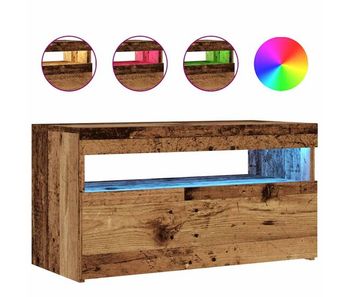 Mueble tv - mesa de tv luces led madera ingeniería envejecida 75x35x40 cm