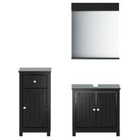 juego de muebles de bano  armario de bano berg 3 piezas madera maciza pino negro