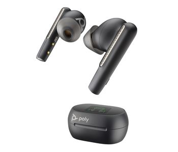 POLY Intrauriculares Voyager Free 60+ UC color Negro Carbono +Adaptador USB_C BT700 +Estuche de carga con pantalla táctil