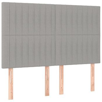 Cabecero Cama Mueble De Dormitorio Con Luces Led Tela Claro 144 X 5 X 118/128 Cm Gris M02_0002323