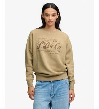 Superdry para mujer. W2012636A Sudadera Industry Worker Loose Crew beige (XXS), Casual, Algodón, Manga larga