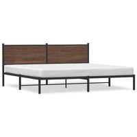 estructura de cama con cabecero metal roble marron 193x203 cm