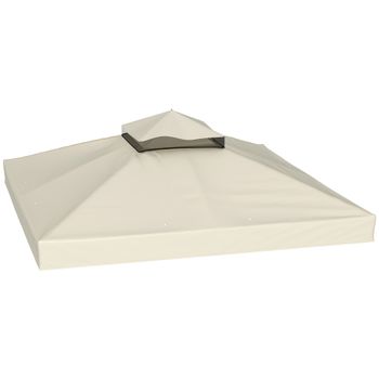 Outsunny Toldo de Recambio 3x3 m con Techo Doble con Orificios de Drenaje y Protección UPF30+ Crema Solo Toldo NO Incluye Marco