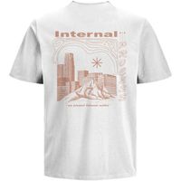 jack  jones camiseta 12270863 jjwyatt tee ss crew neck ln white para hombre