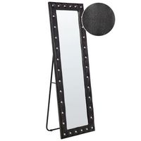 espejo de pie de piel sintetica negra 50 x 150 cm soporte vidrio ansouis