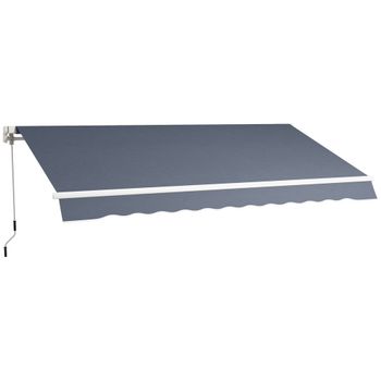 Outsunny Toldo para Exterior con Brazos Enrollables y Apertura por Manivela, 360x250 cm, Gris   Aosom España
