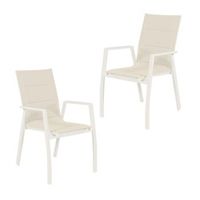 pack de 2 sillones de jardin acolchados fabricados en aluminio de color blanco envejecidomedidas de los sillones 56 x 94 x 69 cm
