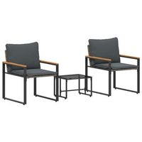juegos de muebles con cojin 3 piezas  mobiliario de jardin gris y gris oscuro ratan