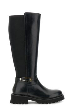 botas de piel con bandas elásticas y cremallera black 41