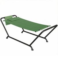 outsunny hamaca con soporte metalico y reposacabezas 237x90x92 cm verde oscuro   aosom espana