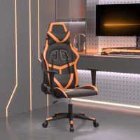 silla gaming  silla de oficina  silla gamer ergonomica de masaje cuero sintetico negro y naranja cfw790421